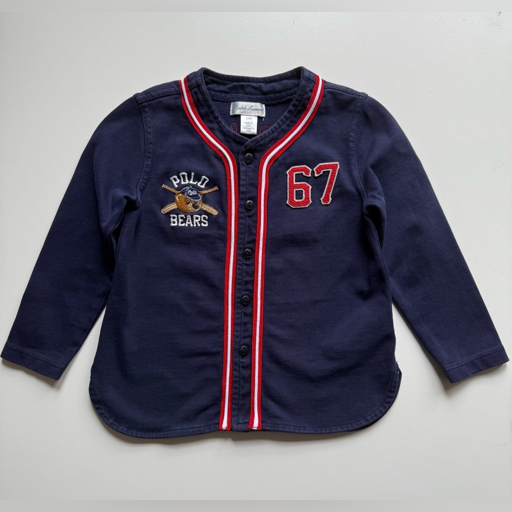 Polo Ralph Lauren Boys Polo Bear Cotton Baseball Jersey - Size 24M